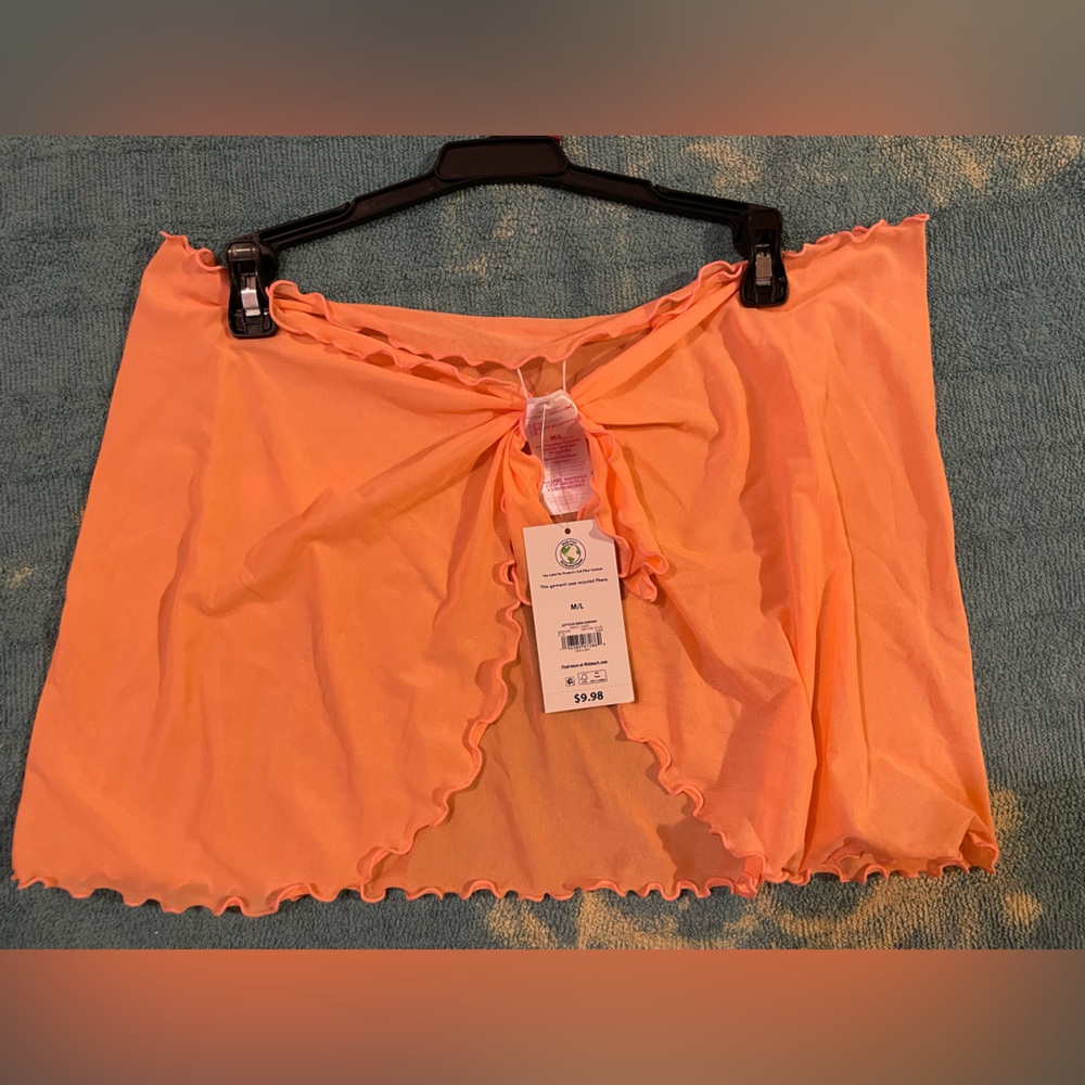 Orange Sheer Ruffle Skirt